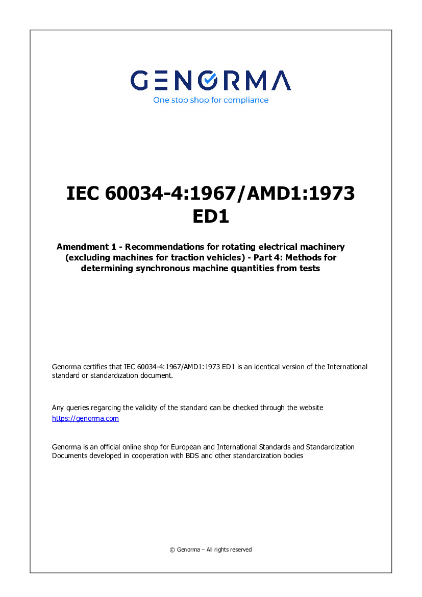 IEC 60034-4:1967/AMD1:1973 ED1